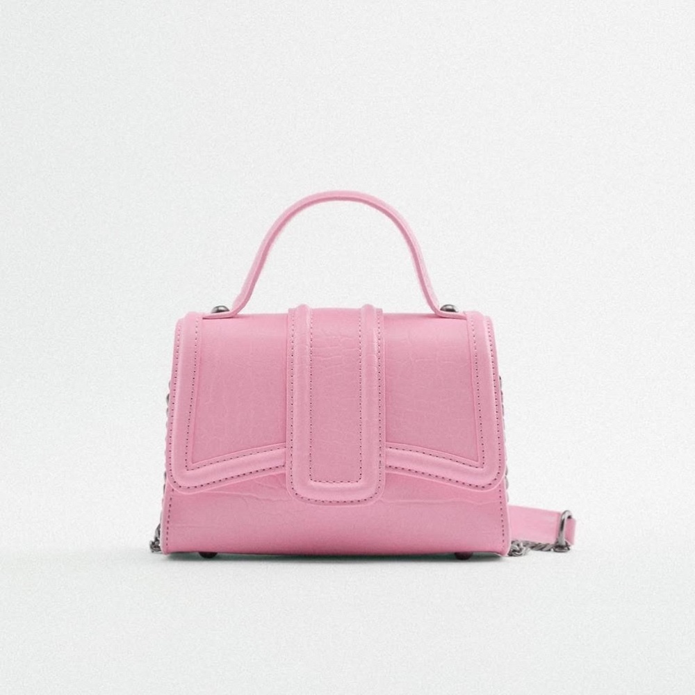 ZARA mini city bag in pink faux croc